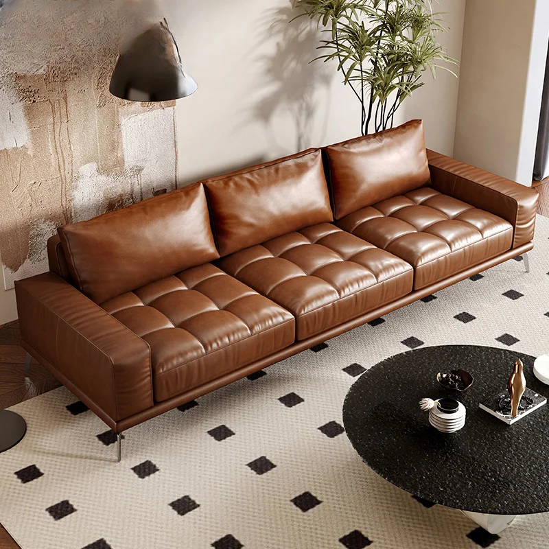 

Современный простой кожаный диван в стиле ретро, французская гостиная, бытовой квадратный бизнес