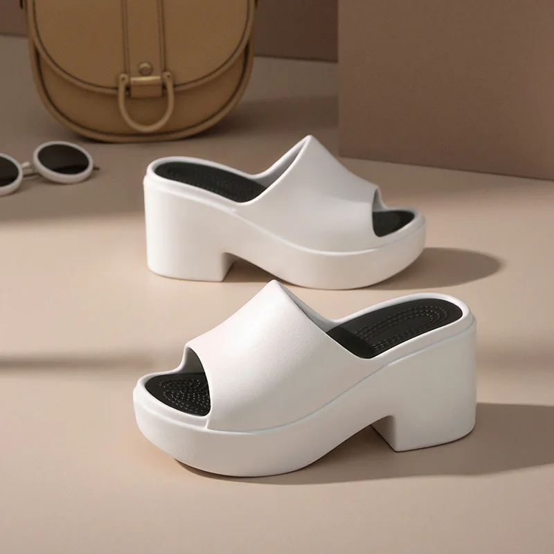

New super high heel slippers home slides women's summer thick sole slippers woman chunky platform mules ladies increase slipper