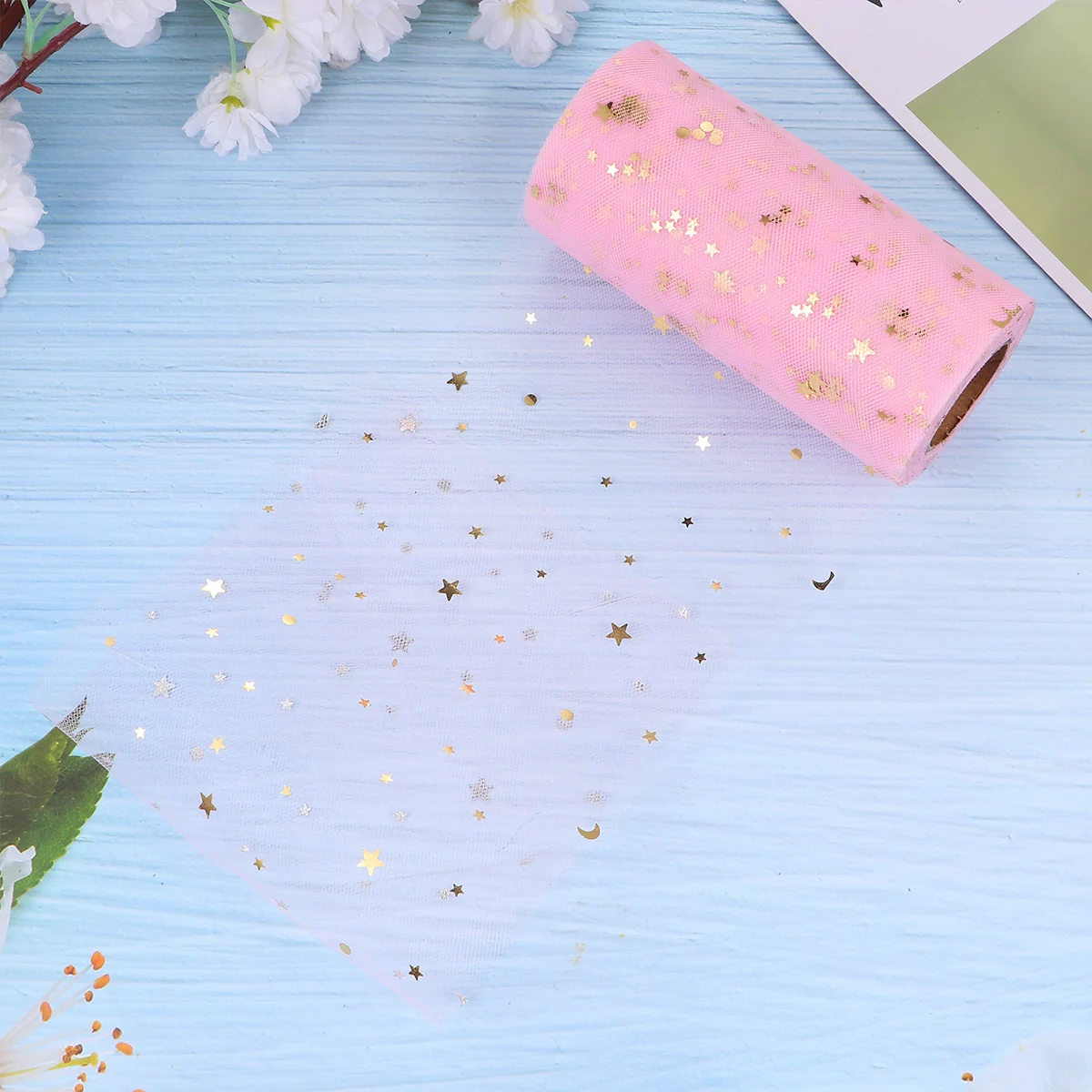 

Party Table Skirt 2280x15cm Light Pink Sequins Gauze High Quality Wedding Event Decoration Reusable Fashionable Table Cover