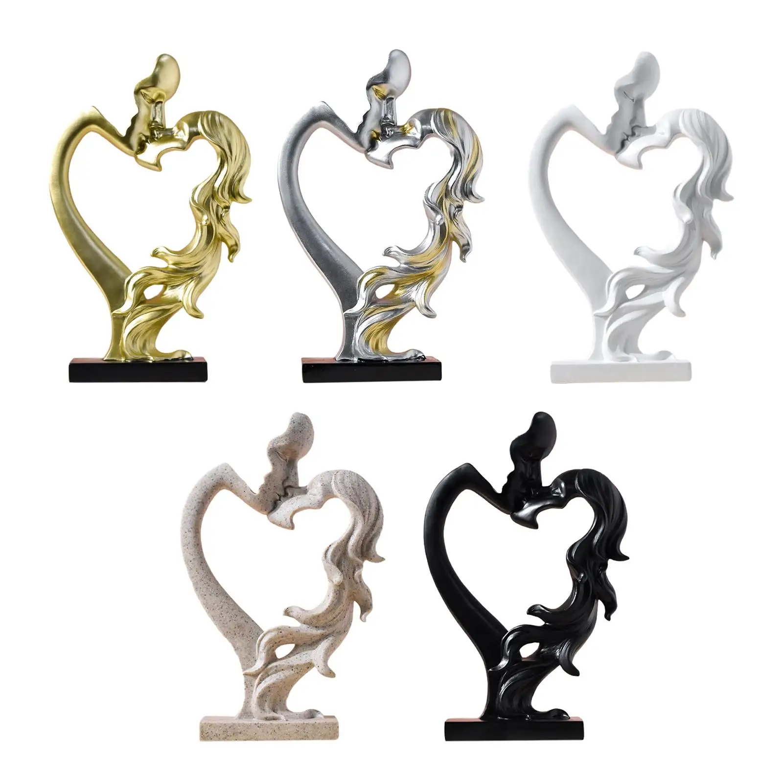 Kissing Couple Figurine Collectible Resin Abstract Lovers Sculpture for Office Fireplace Centerpiece Wedding Home Decoration