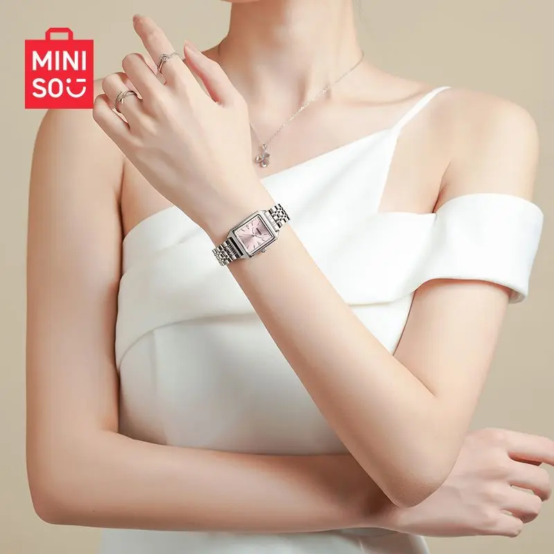 Genuine Miniso New Retro Square Watch Fashion Waterproof Quartz Watches