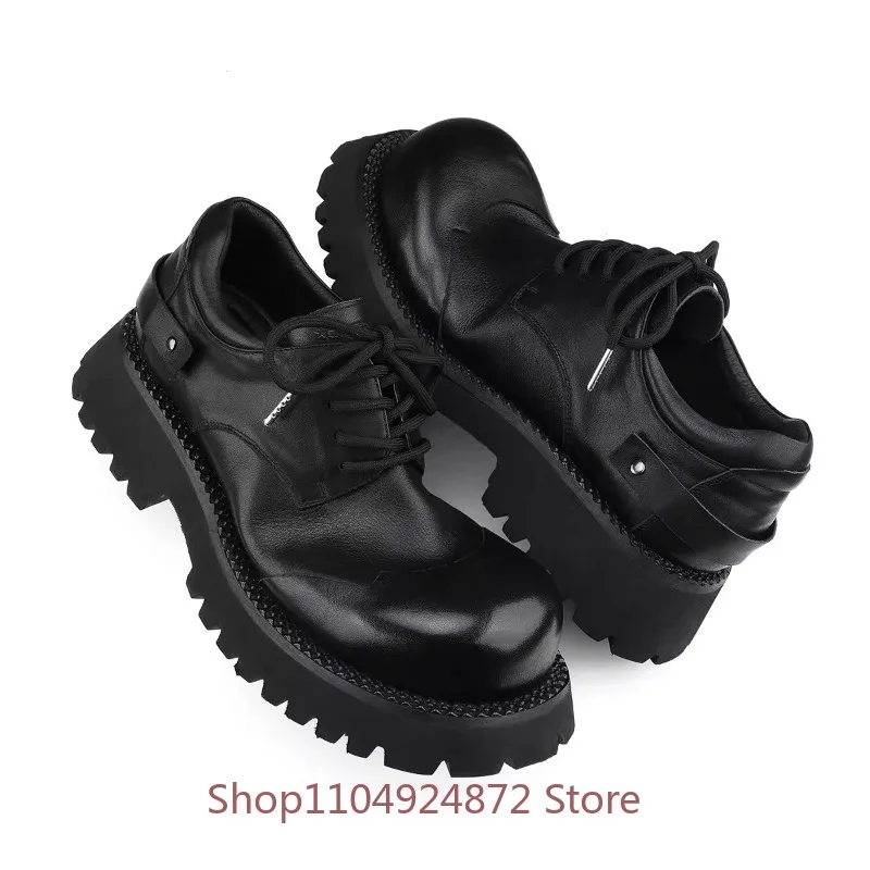 

Мужские повседневные туфли из натуральной кожи класса люкс с увеличенной высотой подошвы, модные, на толстой подошве, для работы и повседневной носки