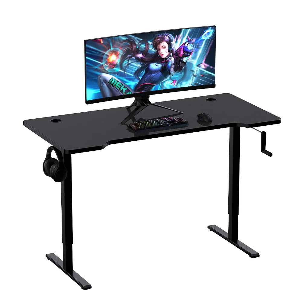 Premium Texture Hand Crank High Quality Desk Manual Height Adjustable Sit Stand up Gaming Desk  Computer Desk for PC PS Game