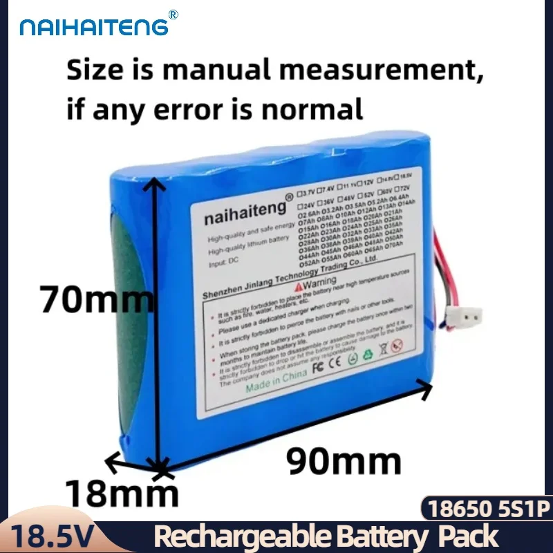 Imagem -06 - Bateria Recarregável Li-ion 18.5v 2600mah 3500mah 18650 5s1p para Luzes Led de Áudio Câmeras Cctv Alto-falantes ao ar Livre Carro de Brinquedo Etc.