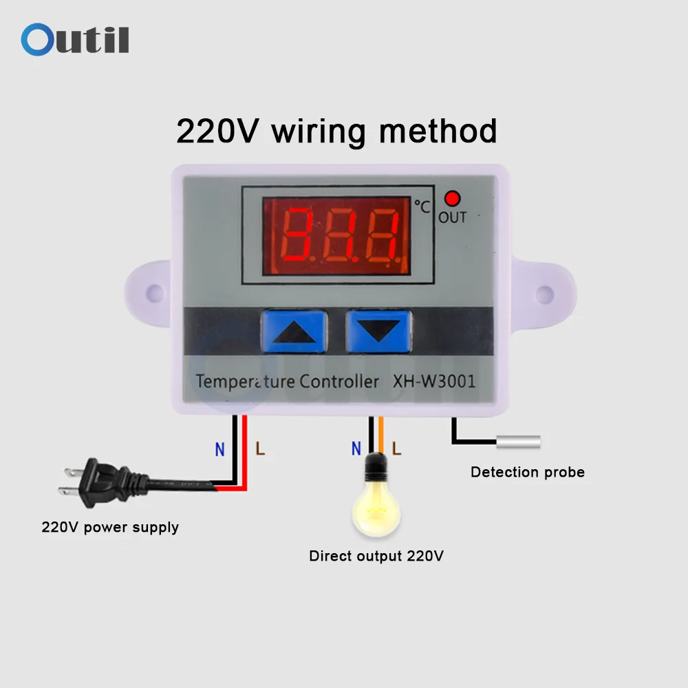 12V 24V 110V 220V W3001 디지털 LED 온도 컨트롤러, 온도 조절기 제어 스위치 온도 조절기 센서 미터 난방 냉각