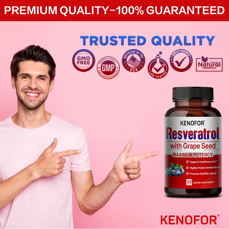 Resveratrol Supplement - Extra Strength 1500 Mg, Promotes Healthy Aging, Immune and Heart Health - Vegetarian Capsules