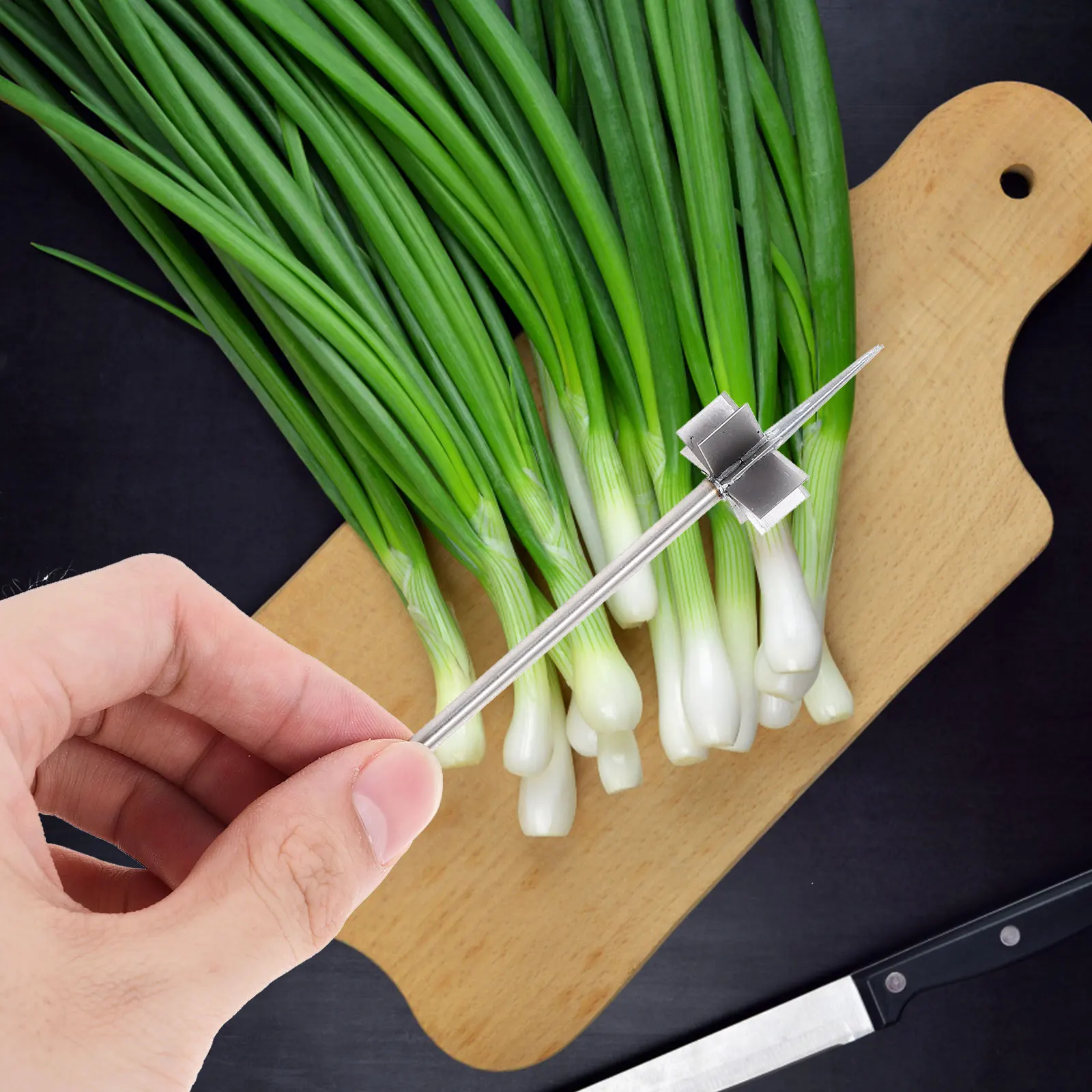 

2 pcs Vegetable Stainless Steel Multi Function Knives Plum Blossom Onion Chopper Shredder Home Kitchen Tools