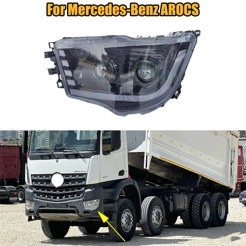 

Car Front Bumper Headlight Head Light Head Lamp Assembly With Lens Fog Light For Mercedes-Benz AROCS 4143 3343 MP4 Truck LED 24V