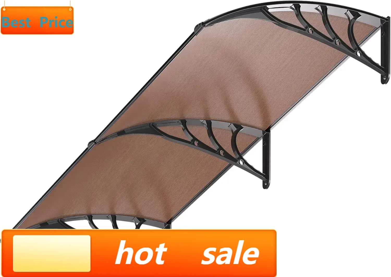 

Hot salesPolycarbonate Window Door Awning Canopy Brown with Black Bracket 40 Inch x 80 Inch
