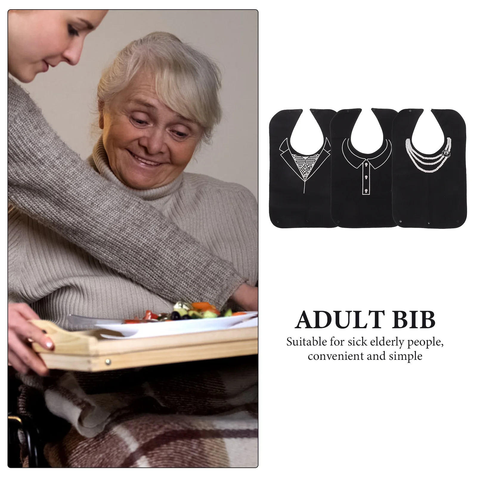 

3 шт. водонепроницаемые нагрудники для взрослых, регулируемый нагрудник для пожилых людей, многоразовый моющийся нагрудник для ухода за взрослыми с принтом для пожилых людей