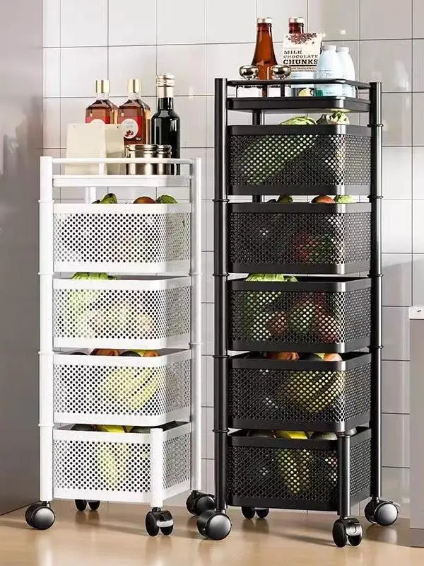 

Thiened Rotating Stand Kitchen Storage Ra Vegetable And Fruit Basket Filler Multi Layer Mobile Refrigerator Storage S...