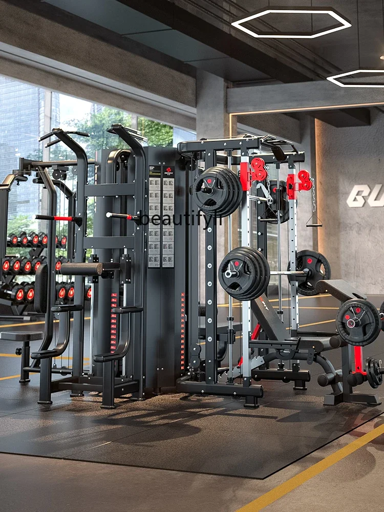 A49 Four-person station comprehensive training equipment, commercial multi-function Smith machine little bird gantry