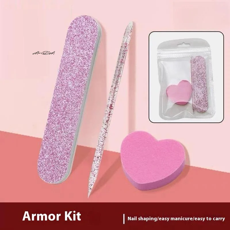 مجموعة العناية بالأظافر اللامعة 8/12 قطعة مع قضيب كريستال عازل على شكل قلب ملف على الوجهين لفن الأظافر والباديكير #1