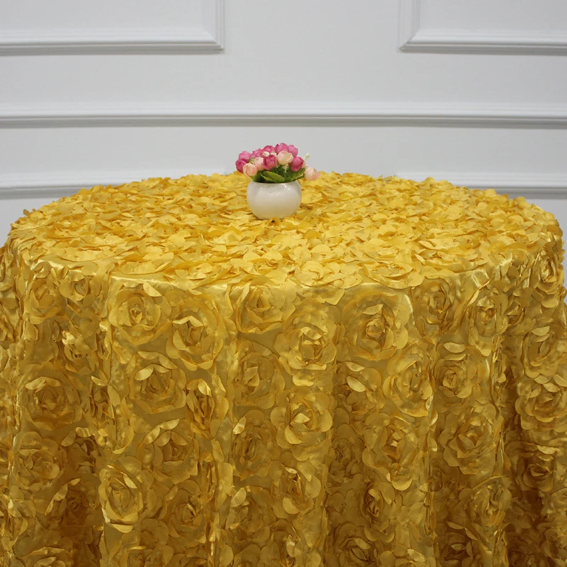 

Wedding Table Cloth Embroider Rosette Flower 3D Table Cover Hotel Banquet Party Round/rectangle Tables Decoration Christmas Gift