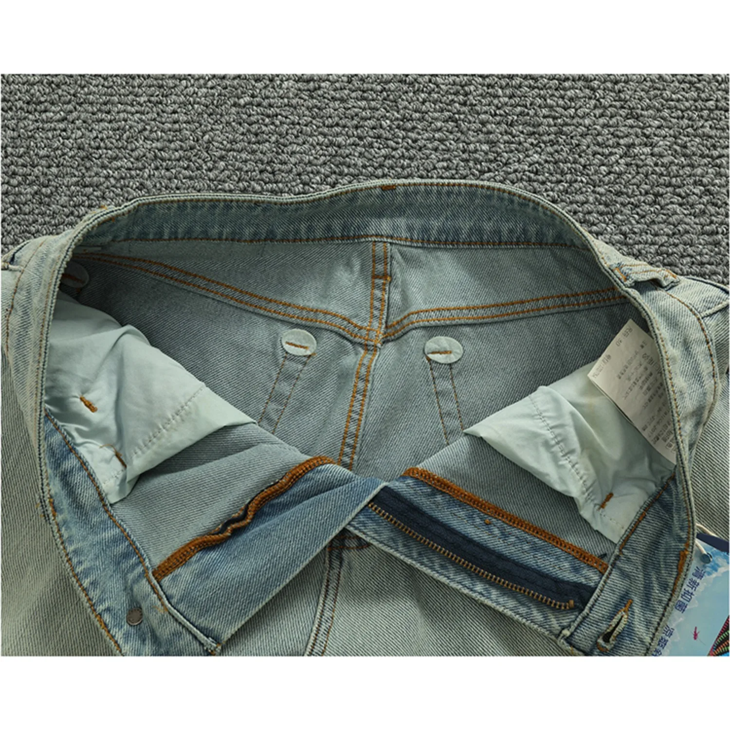 سراويل جينز عالية الساق واسعة ومستقيمة للرجال مريحة للربيع والصيف رقيقة للغسيل القديم