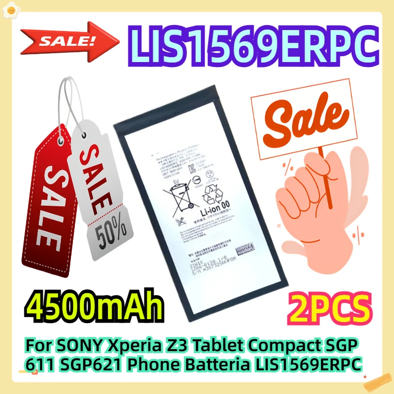 For SONY Xperia Z3 Tablet Compact SGP611 SGP621 Phone Batteria LIS1569ERPC 2pcs