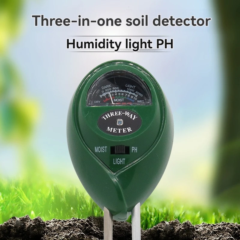 Three-in-one Round Head Soil Meter Detector Ph Meter Ph Meter Humidity Luminosity Measurement Tester Soil Gardening