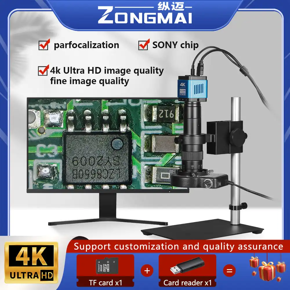 4k ultra hd hdmi microscópio de vídeo, zoom contínuo, 20-180x, c montagem, reparação do telefone móvel, inspeção industrial