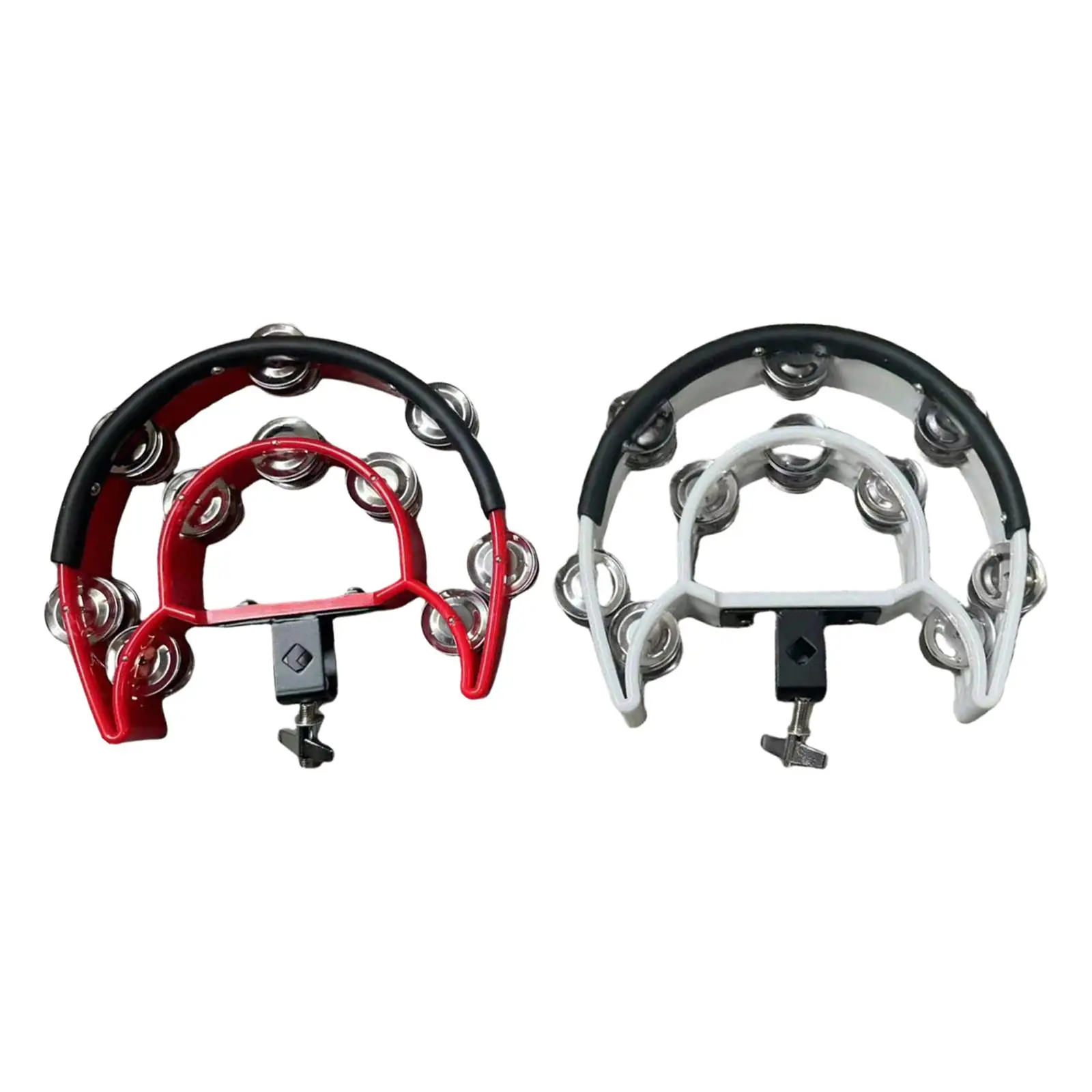 Double Row Tambourine Metal Jingles Handheld Mountable Half Moon Tambourine for Parties KTV Concert Kids Adults Ensemble