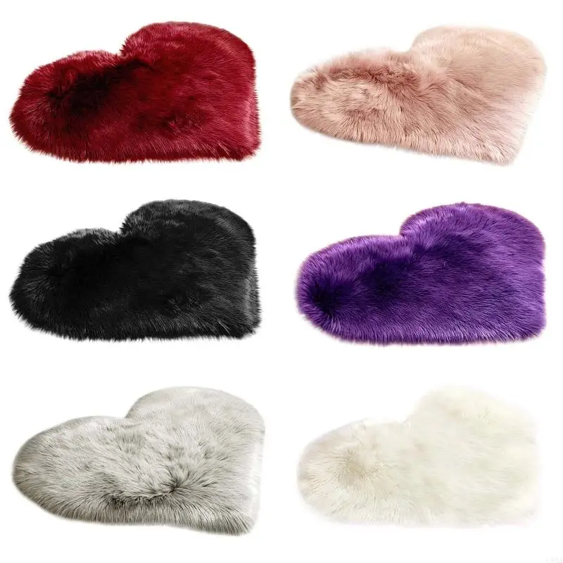 

C5AA Newborn Baby Photography Props Love Heart Blanket Bedroom Carpet Anti Slip Kids Living Room Faux Fur Floor Mat