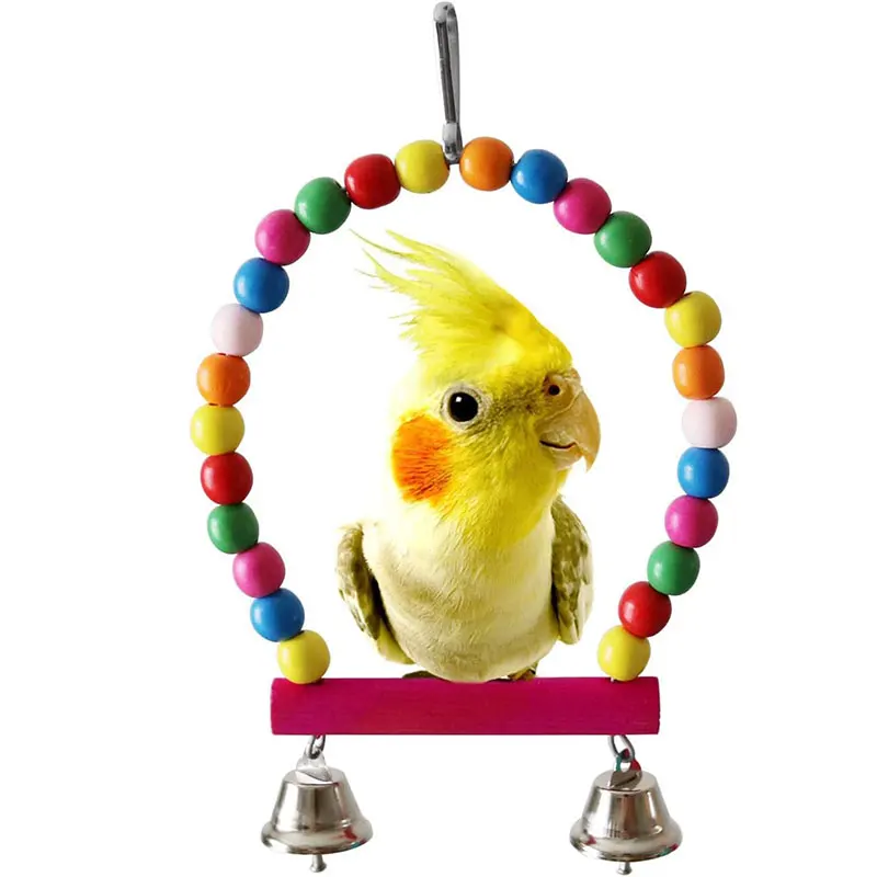 (5 Pack) Bird Swing Toys With Bells Pet Parrot Cage Hammock Hanging Toy Perch For Budgie Love Birds Conures