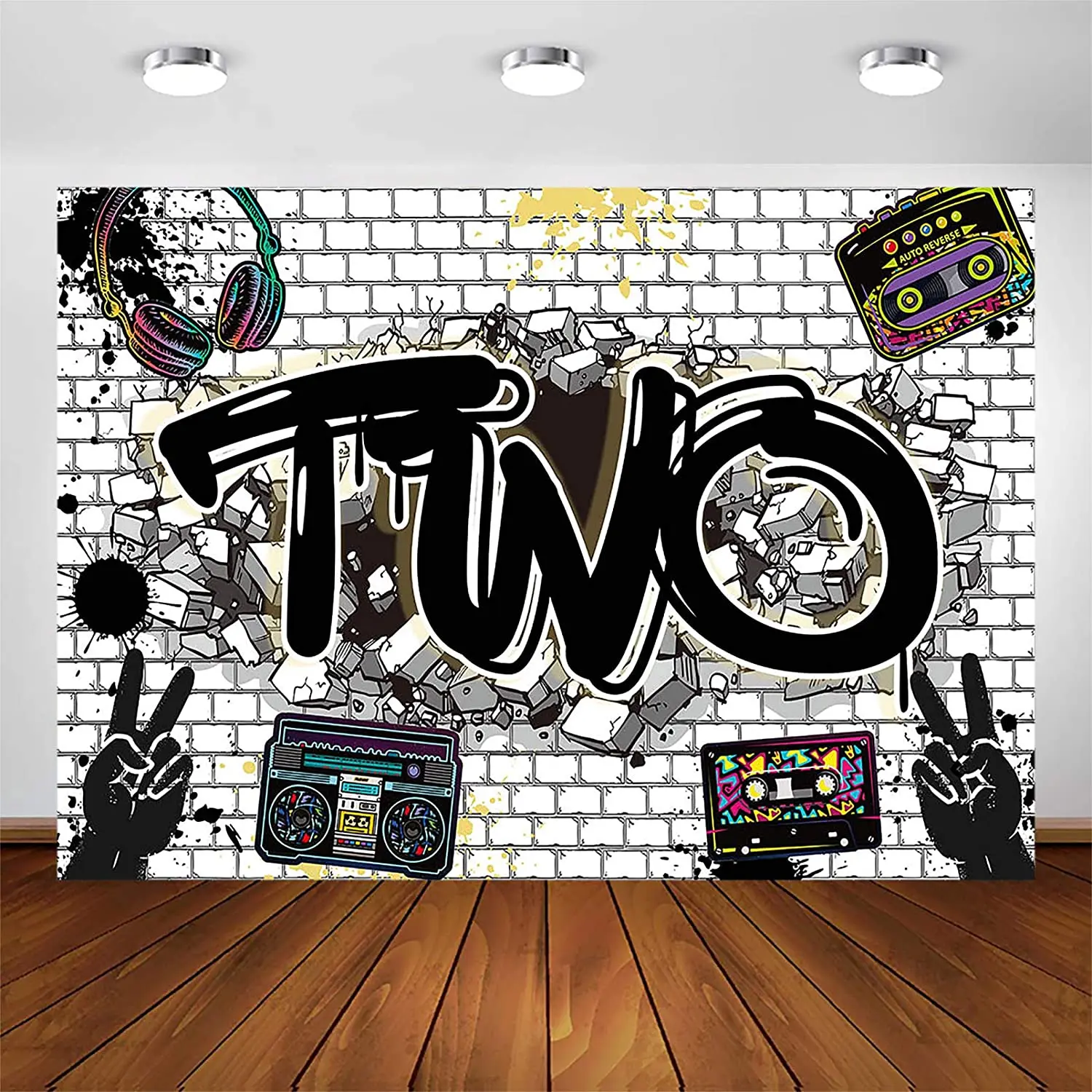 

Hip Hop Theme 2nd Birthday Photography Backdrop Two Legit To Quit Birthday Party Decoration Background Graffiti Wall 2nd Bday