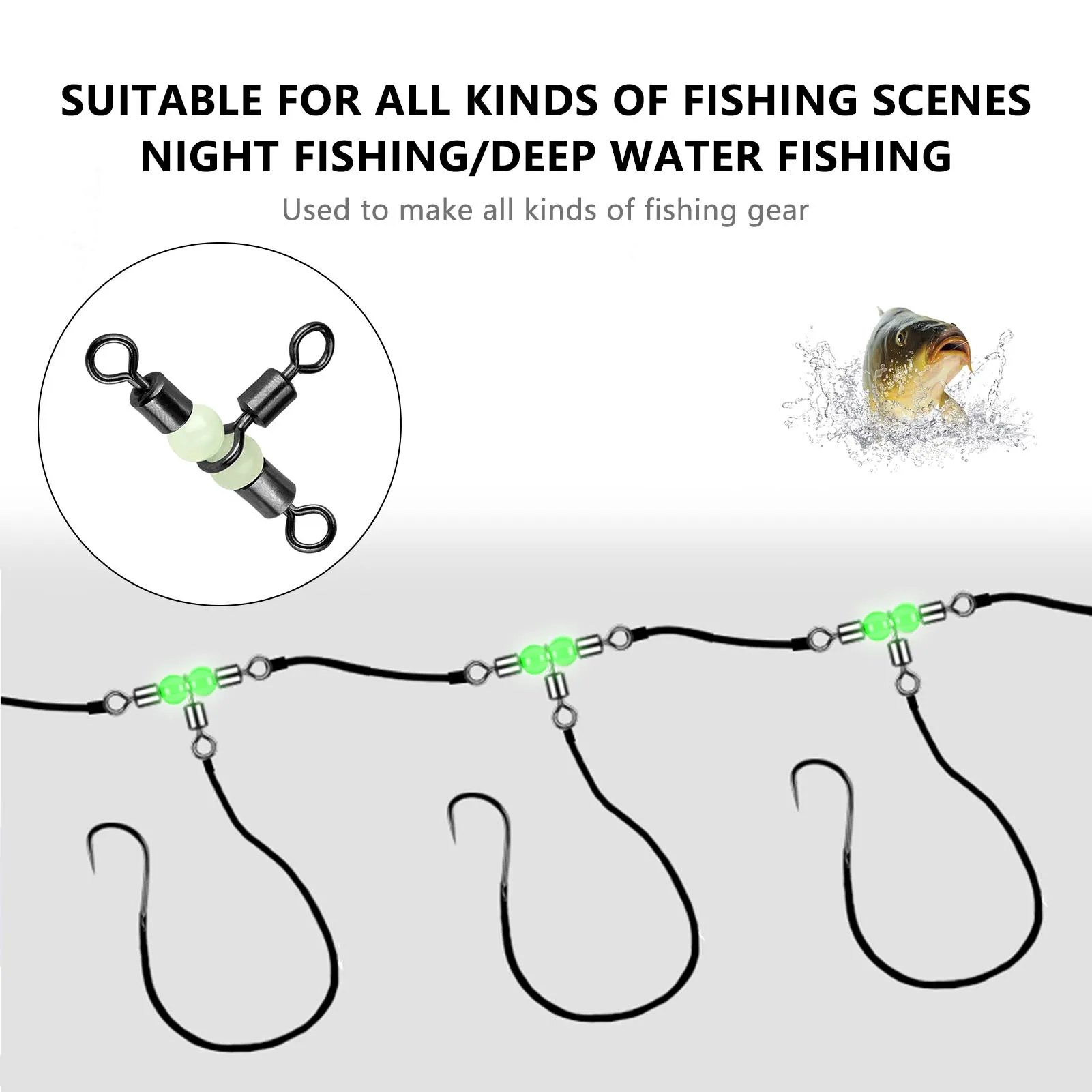 Fishing 8 Shaped Ring Luminous 3 Bifurcat Swivel Ring For Night Fishing Anti Winding Main And Sub Line Branching Ring Connector