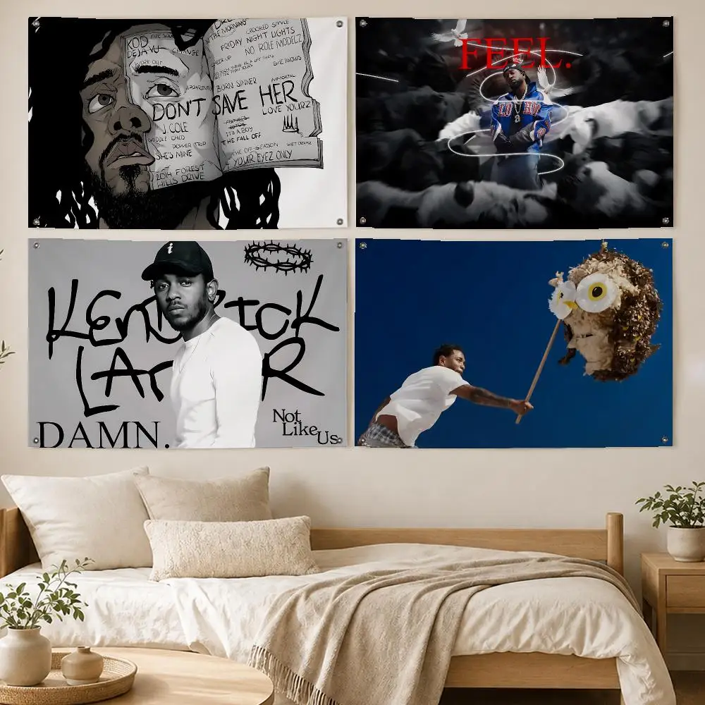 Legendary Singer Kendrick Lamar Flags Room Bedroom Home Outdoor Wall Hanging Concert Printed Background Decoration Art Banne