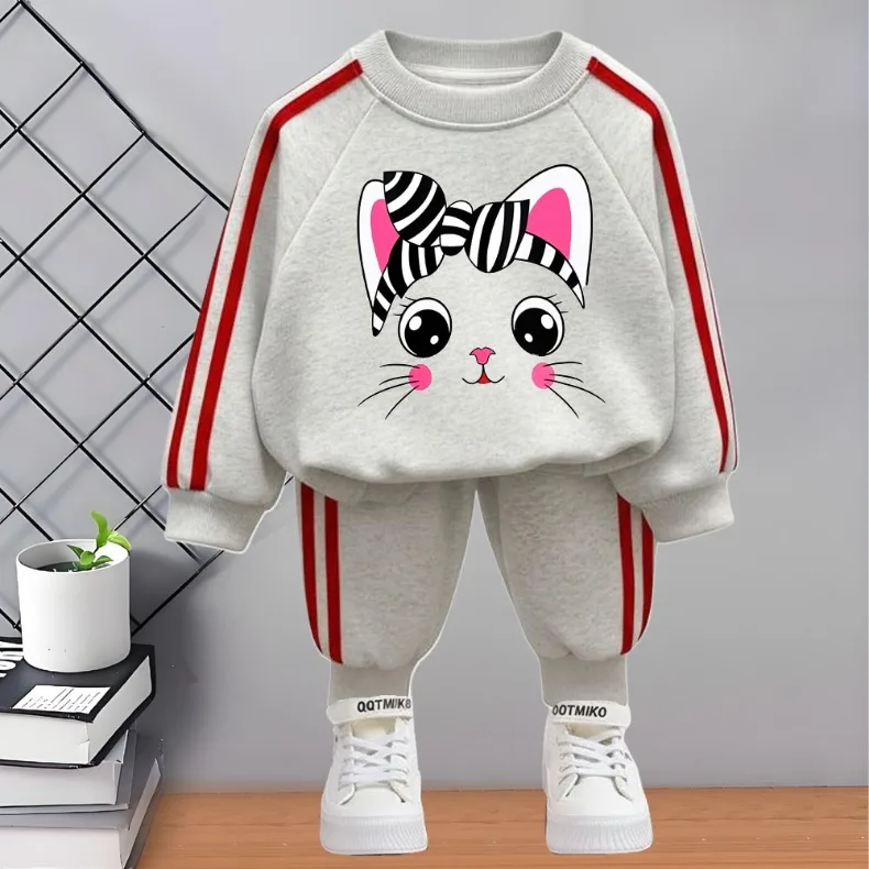 2026 Herbst Neuer Stil Kinder-Trainingsanzug Bedruckte Kinder-O-Neck-Hoodies und Lange Hose Zweiteiliges Set Mädchen Casual Sweatshirt-Sets – Detail 3