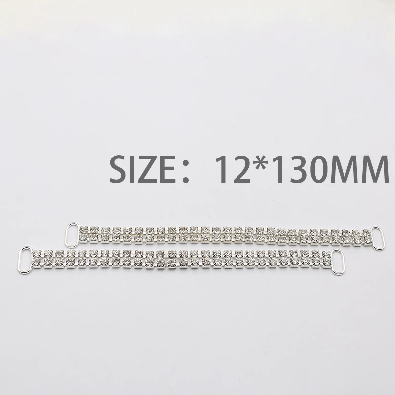 New 2 rows of 10 pieces 12 * 130mm Fully Transparent Crystal Rhinestone Bikini Connection Buckle Swimsuit Bikini Decorative Meta