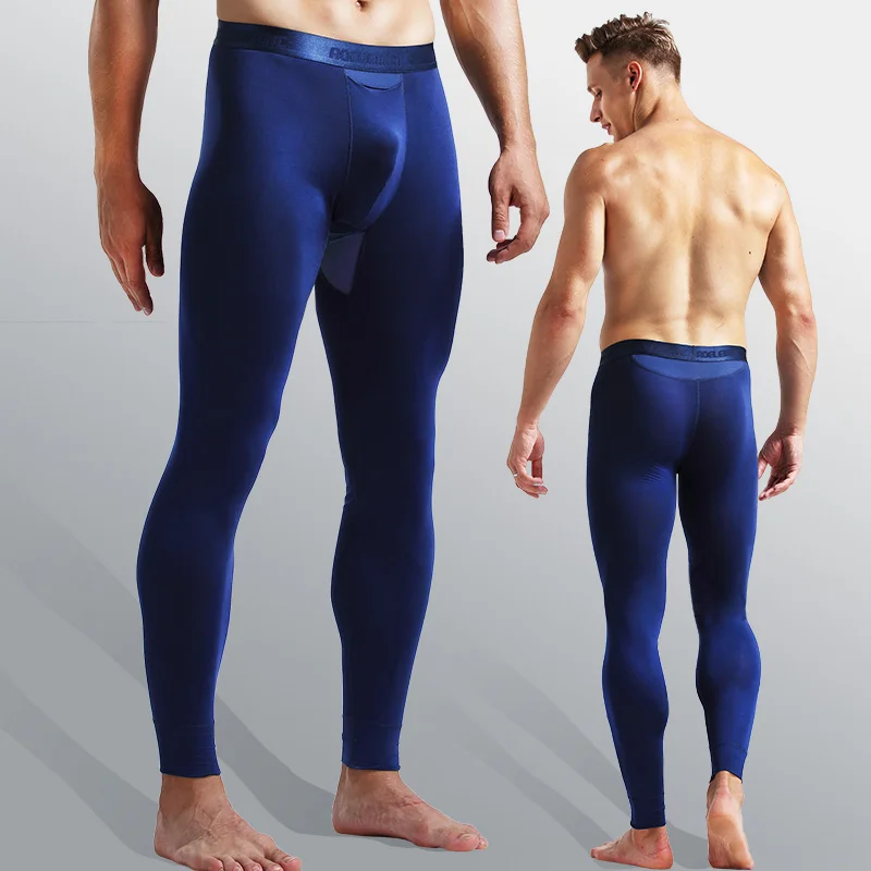 Men's thin cotton and wool pants, underpants, scrotal support, leggings, single piece, warm pants for spring, autumn and winter