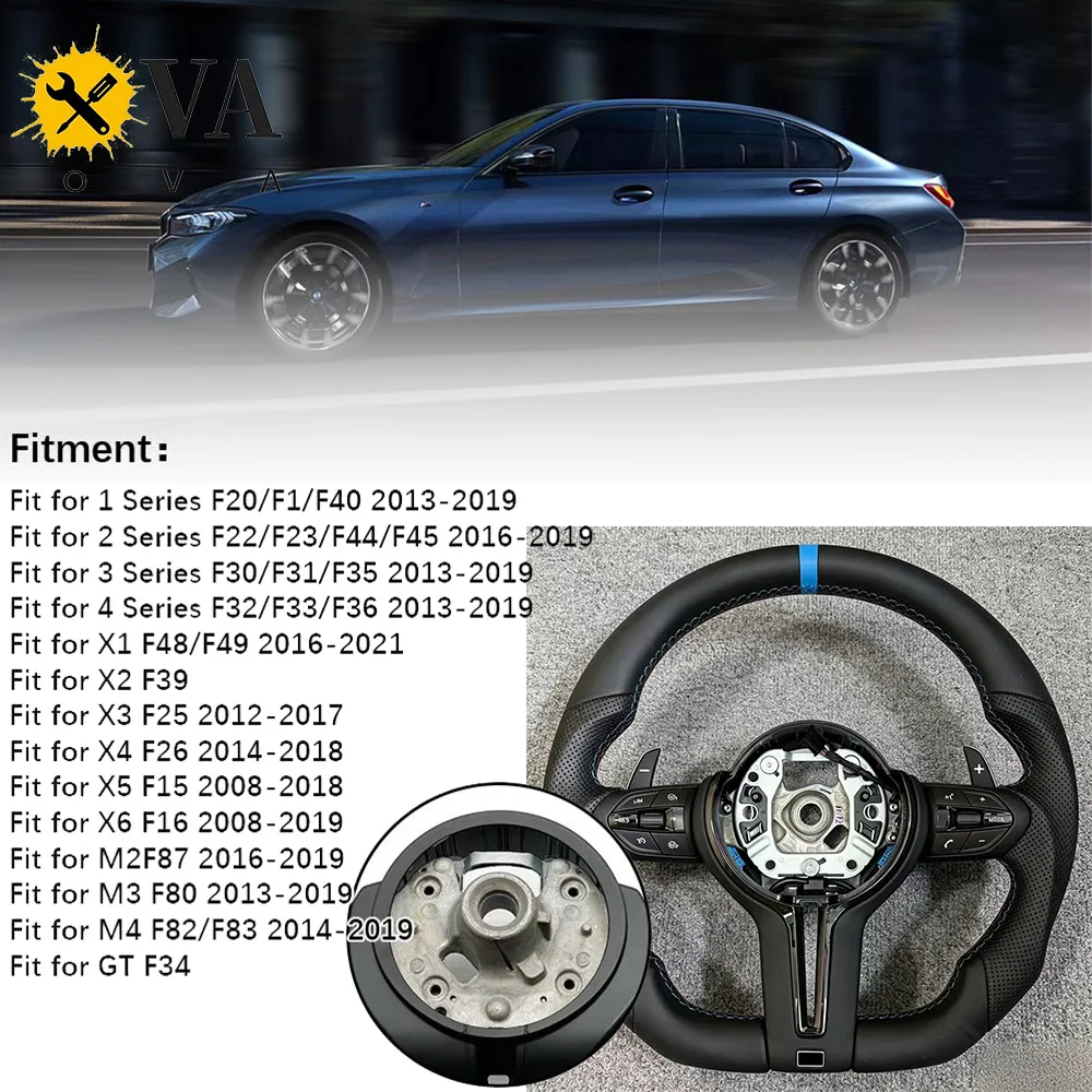 For BMW F30 F10 F15 F36 F20 F22 F25 F32 M3 M5 E84 E87 E70 E90 E91 Leather Car Steering Wheel image 3