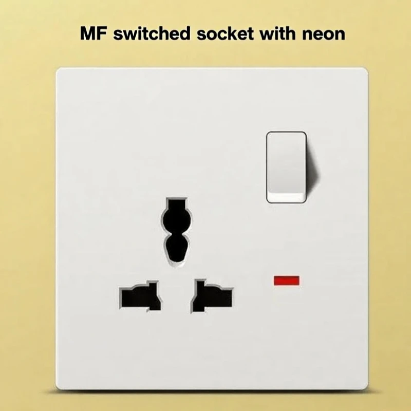 

86, полностью пластиковый матовый серый настенный выключатель, бытовая розетка для скрытого монтажа, однополюсная, двухполюсное управление