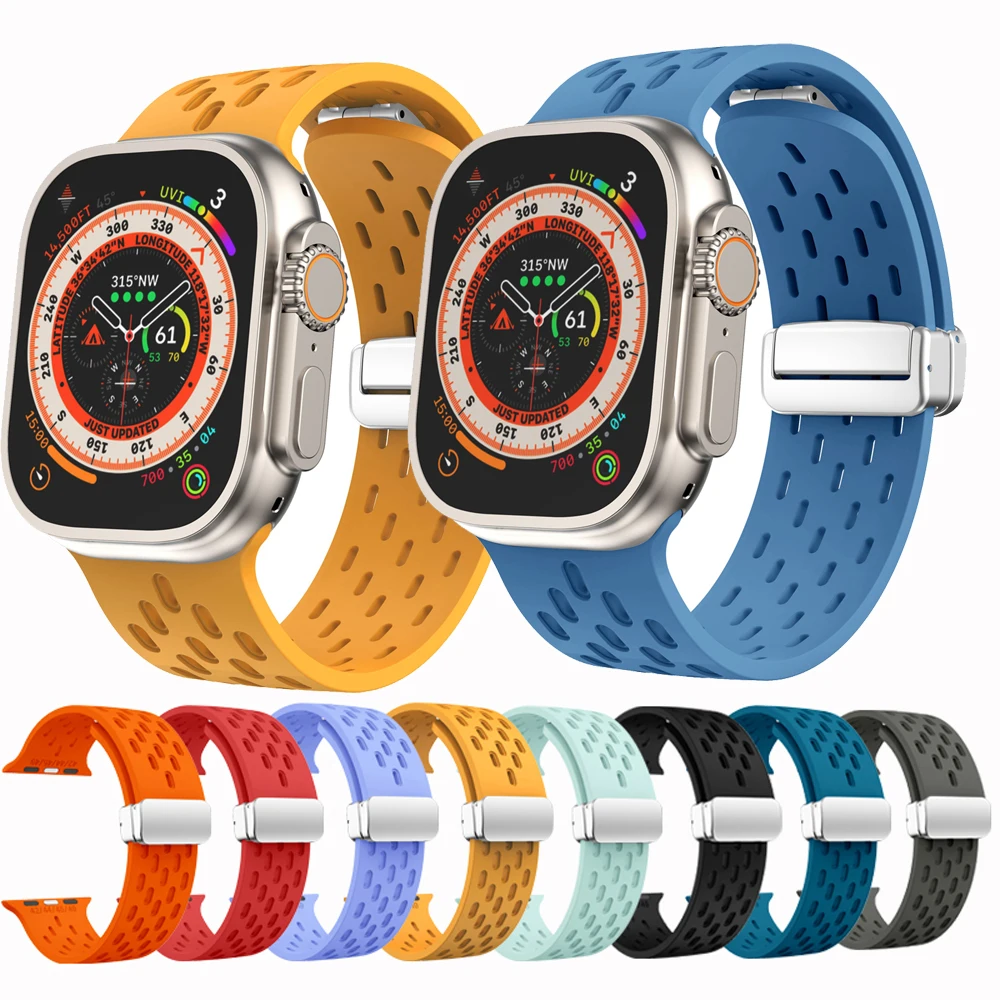 

Silicone Sport Band For Apple Watch ultra Band 49mm 40mm 41mm 42mm 49mm 44mm 45mm Silicone correa Strap iwatch series 8 7 5 6 4