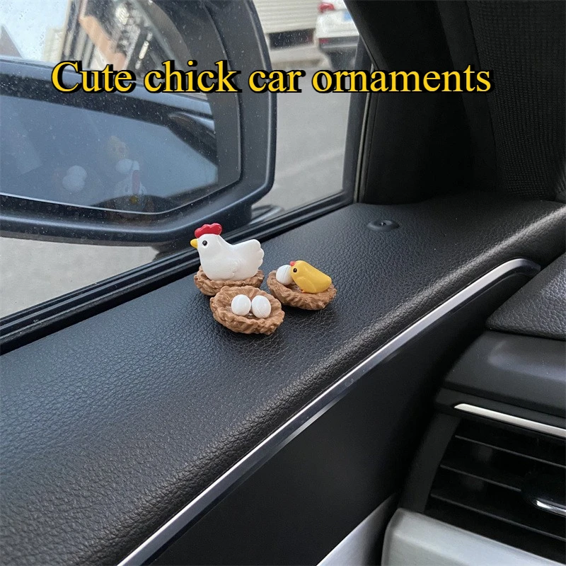 A set of mini cute chick car ornaments center console mirror decoration car interior supplies creative decoration