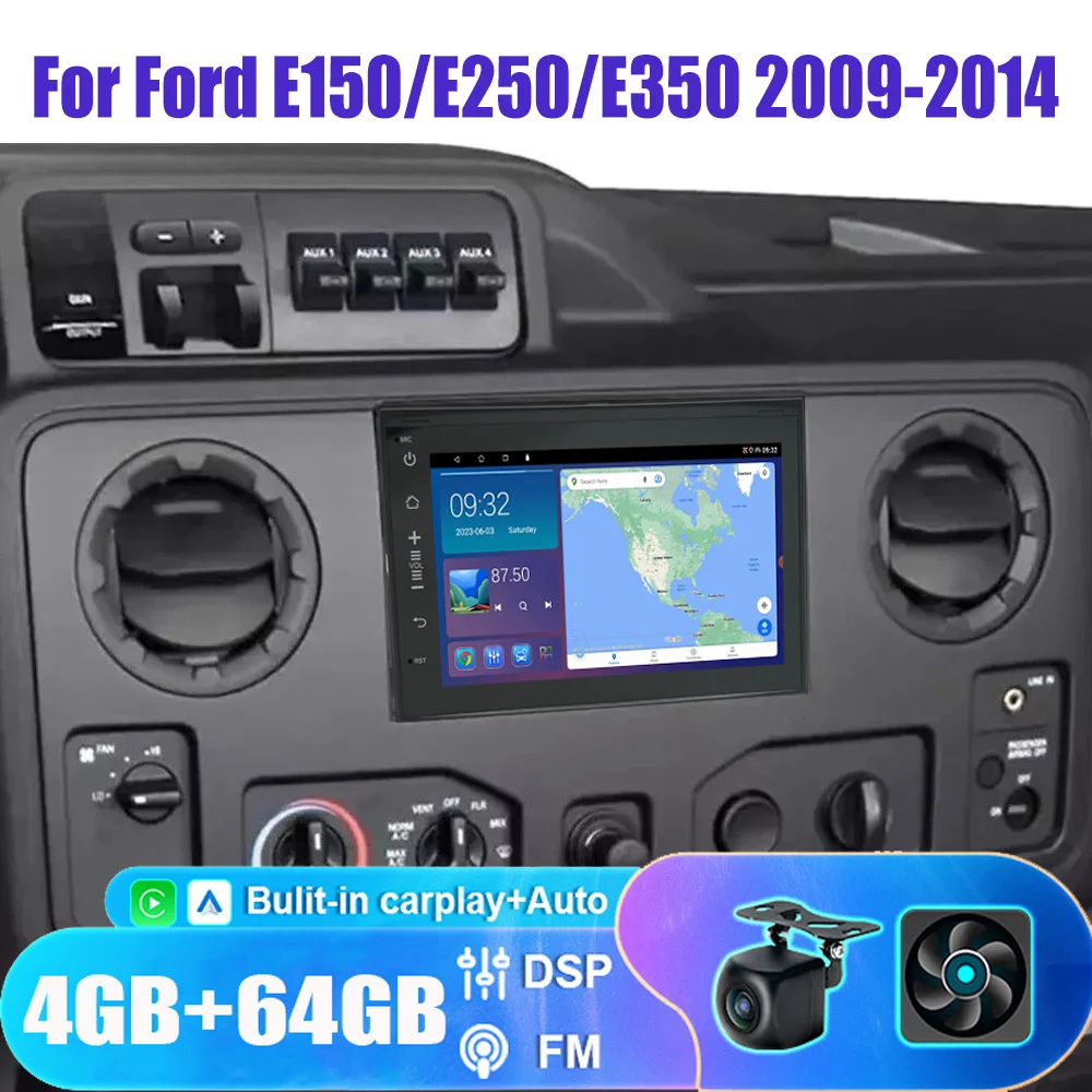

7"4+64GB For Ford E150/E250/E350 2009-2014 Double Din Apple Carplay Android 15 Wireless Auto Car Stereo Radio Head Unit FM Wifi