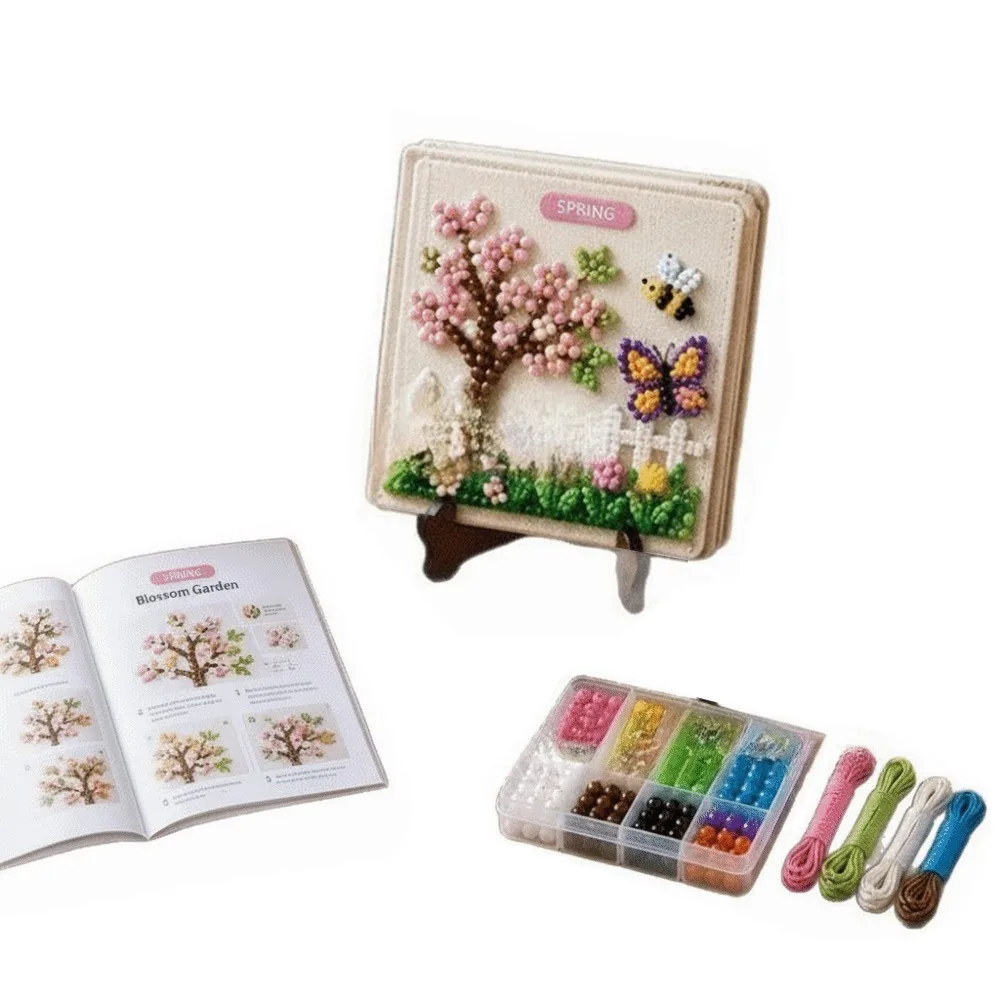 3D Beaded 3D Beaded Craft Kit Colorful Beads Tiny Size DIY Beading Kit Accessories Included Easy DIY Handmade Ornament Set