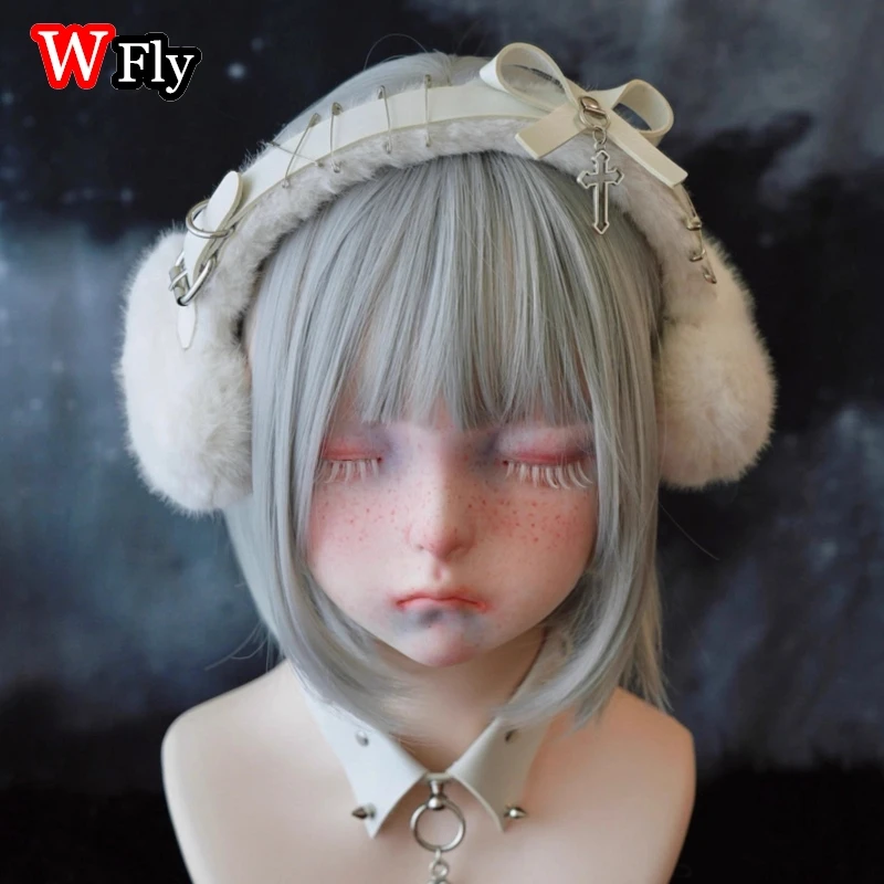 Princess Wind Lovely Women’s Harajuku Steampunk Y2K GIRL keep warm bow headband pin leather button earmuff love Earmuff Ear Muff