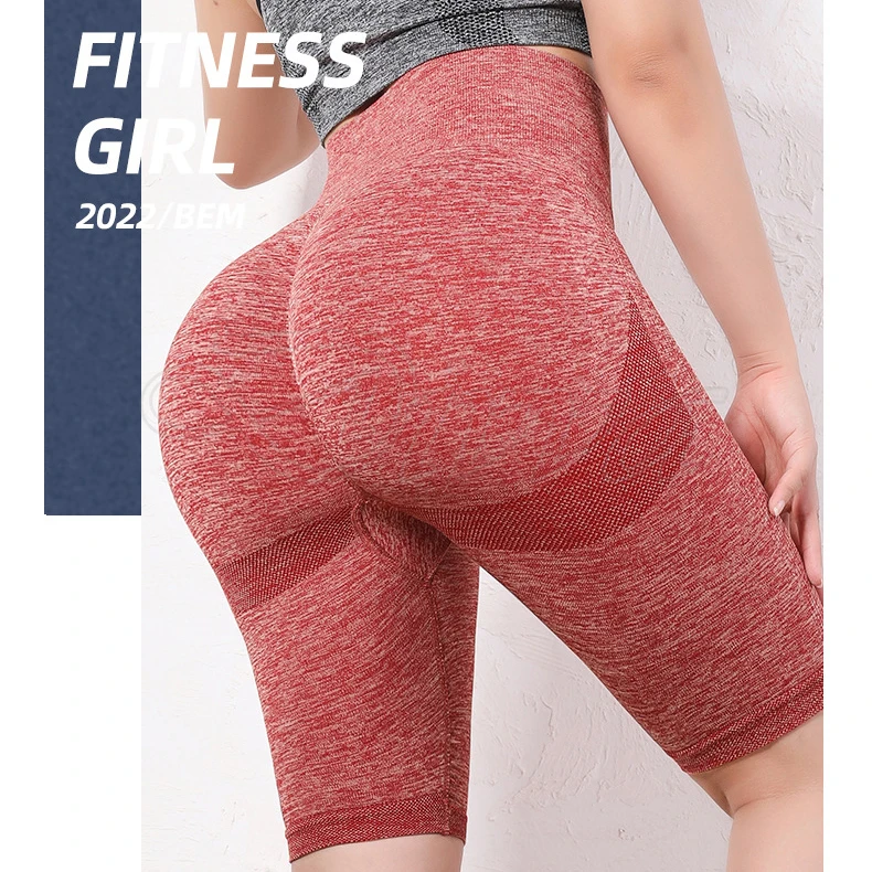 Women Butt Lifting Yoga Shorts Elastic Workout High Waist Tummy Control Ruched Booty Pants Seamless Gym Compression Tights