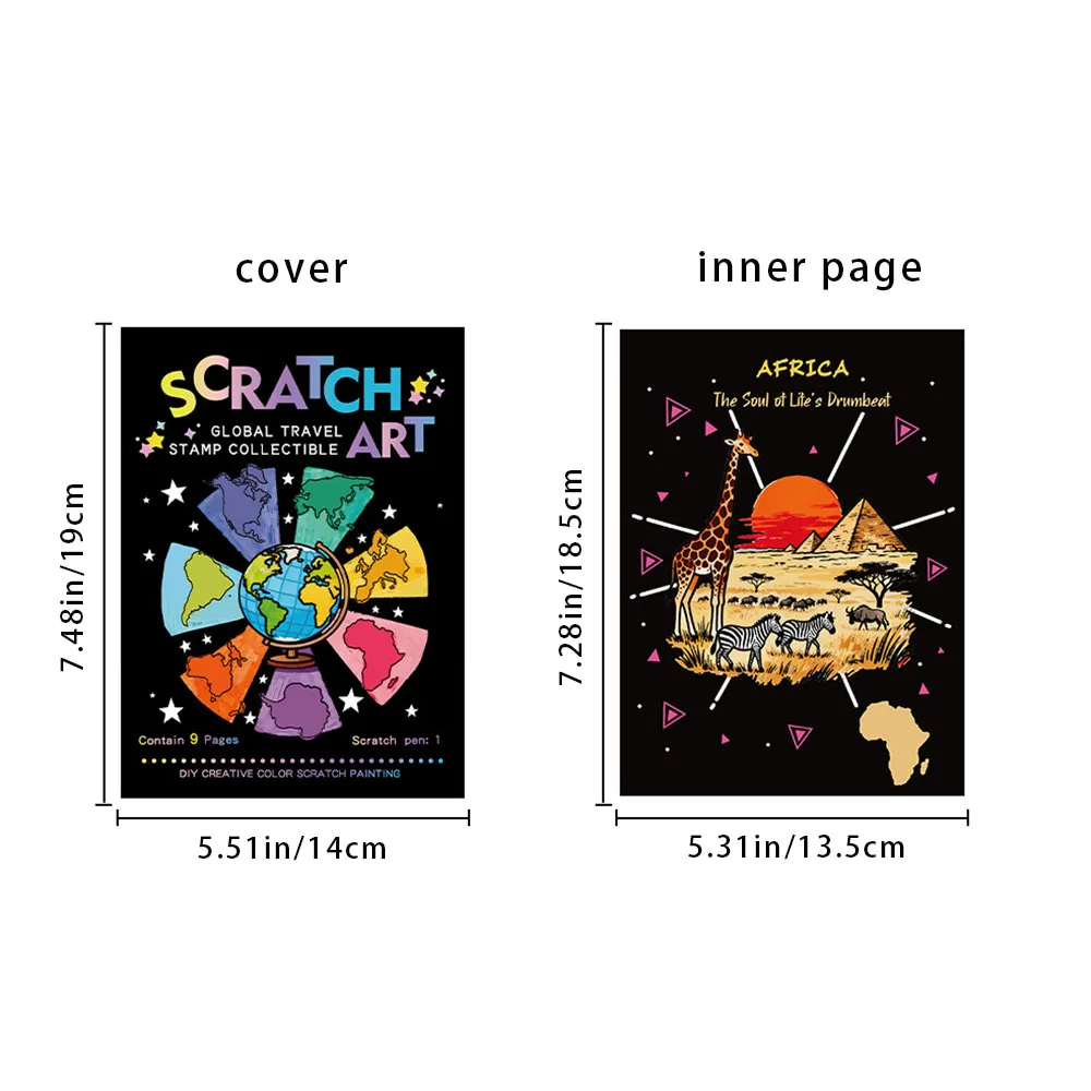 Creative Global Travel Stamp Collection Colorful DIY Scratch Painting Graffiti Scratch Book