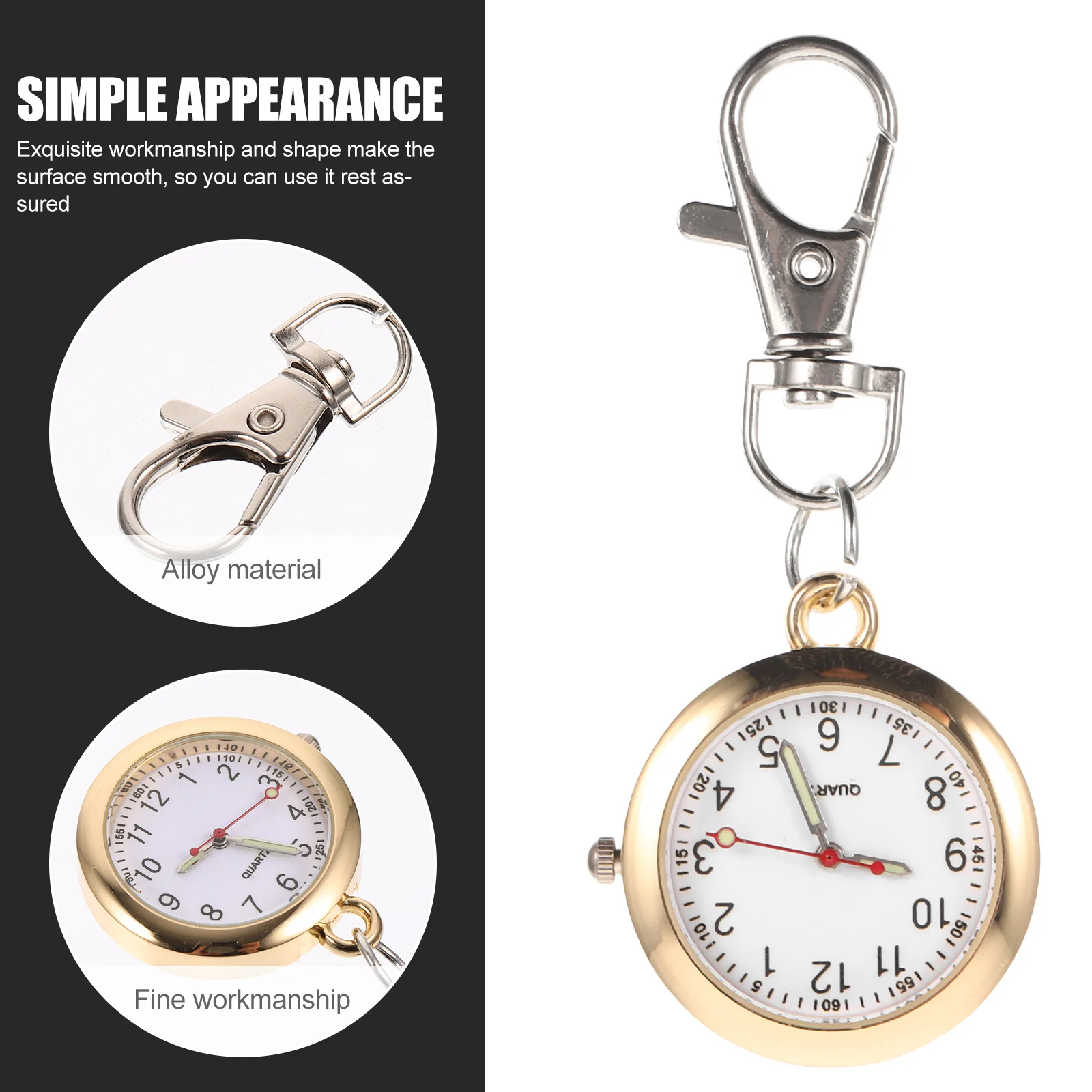 Alloy Keychain Watch Colorful Hanging Design Durable Easy to Use Carry Students Medical Professionals Precise Time Keeping