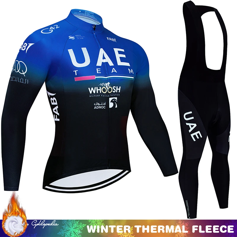 

Winter Thermal Fleece Cycling Jersey Man Men's Bicycle Clothing UAE 2024 Set Mountain Bikes Shirt Bike Mens Clothes Bib Road Mtb