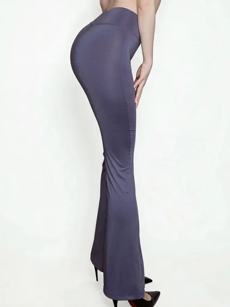 Fashion Women Zipper Open Crotch Yoga Pants Women High Waist Shaping Elastic Flare Pants Woman Streetwear Maid Pants Plus Size