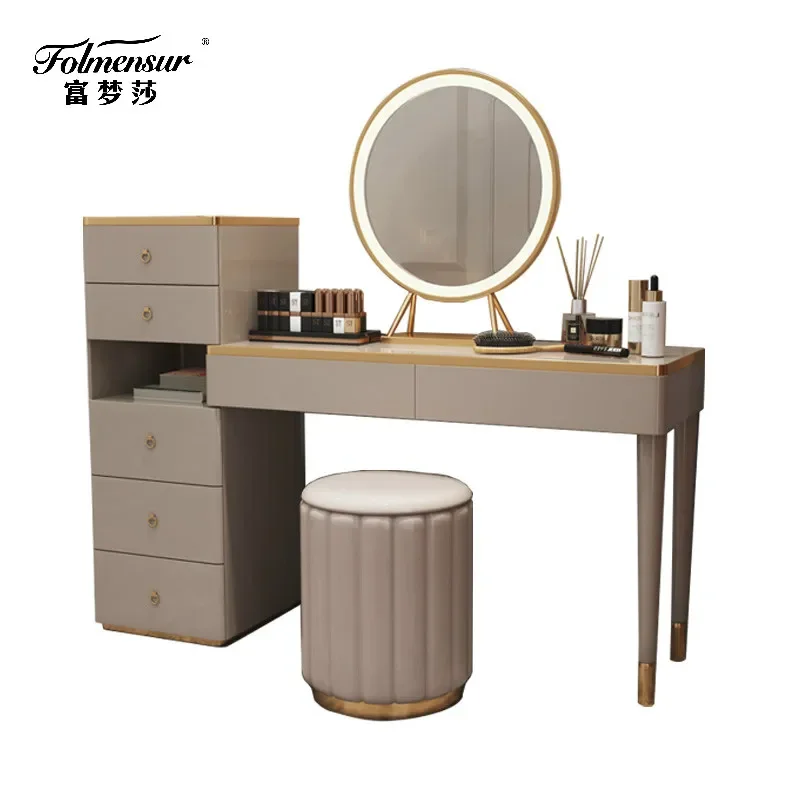 

Light Luxury Dresser Desk Integrated Storage Cabinet Bedroom Multi-Drawer Makeup Table