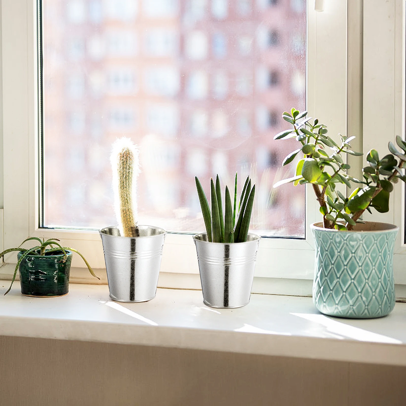 

6pcs 10.5X7.2X10.5Cm Mini Tinplate Bucket Iron Handle Hanging Flower Pot Desktop Decor Icing Tin Pails Cooling Storage Kitchen