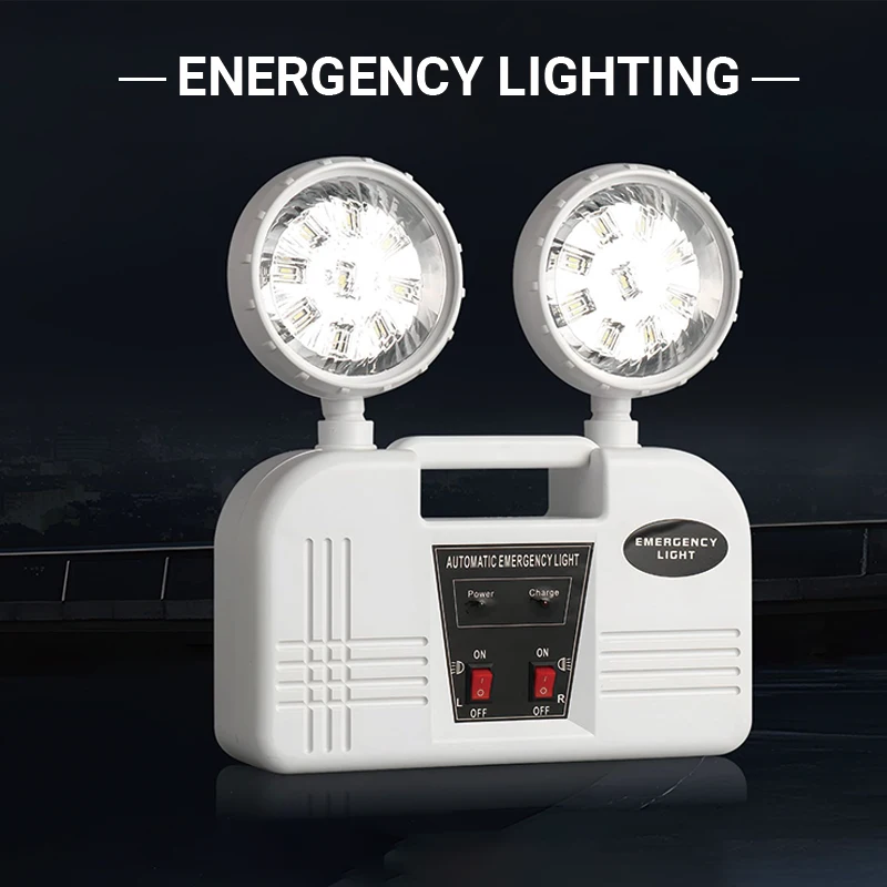 Double Headed Emergency Light LED Charging Emergency Lamp IP30 Fire Exit Indicator Light 3 Hour Emergency Lighting AC85-265V