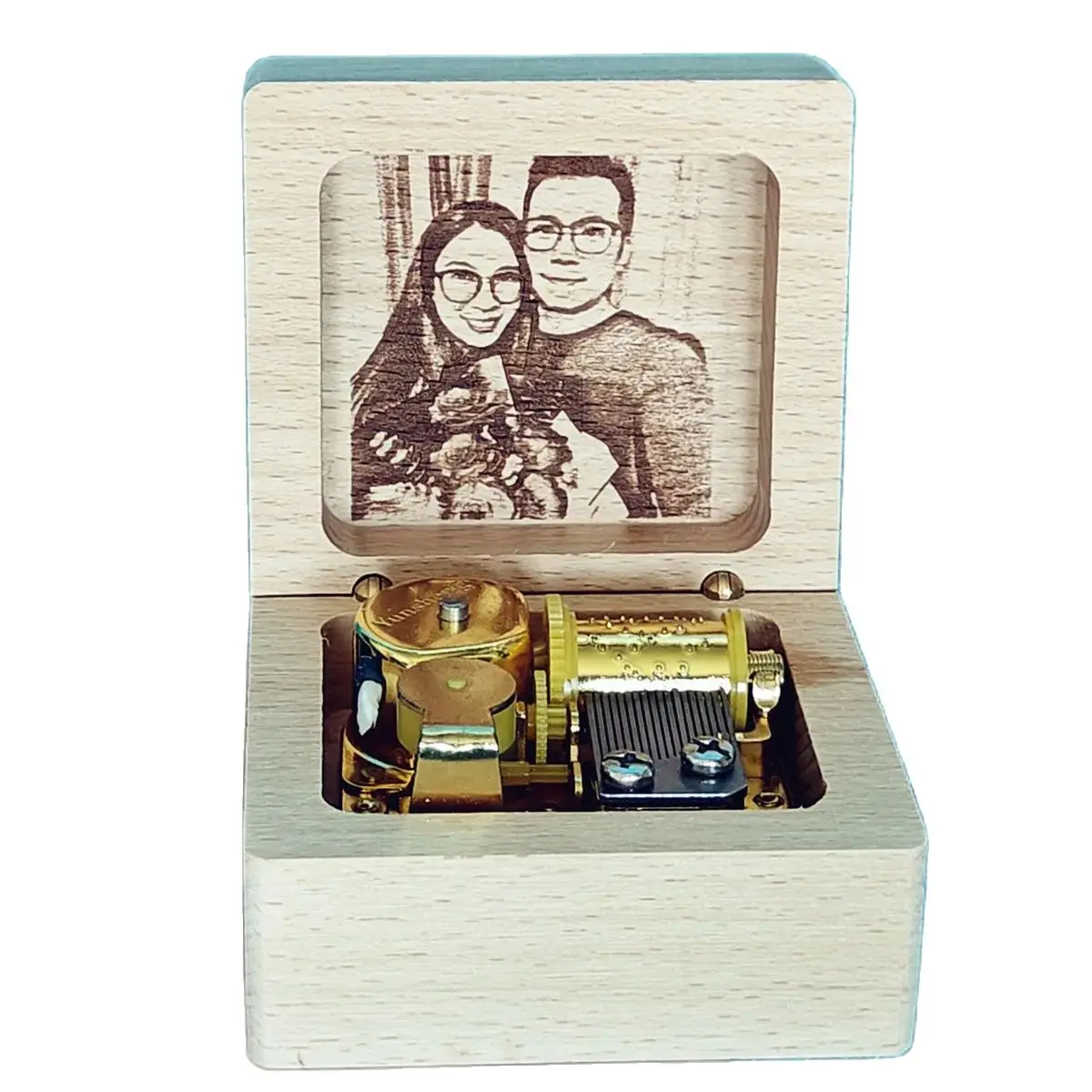 

Golden Mechanism Music Box, I Love You, Customized Engraved Photo, Musical Gifts, Unusual Anniversary, Wedding