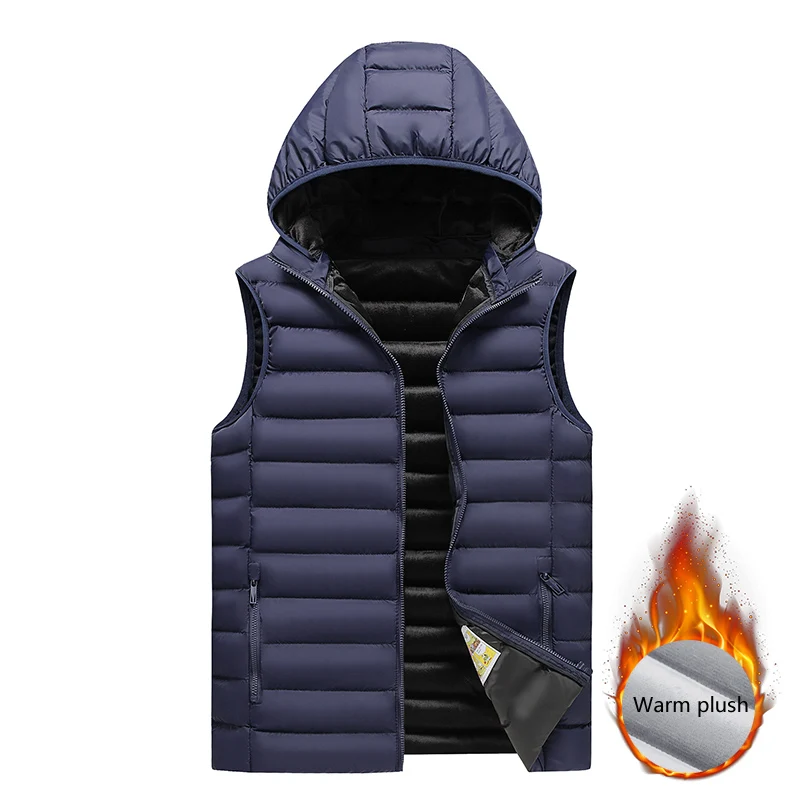 Men\'s Vest Jacket Winter Waterproof Warm Sleeveless Men Jacket Fashion Hooded Casual Vest Men Autumn Thicken Waistcoat