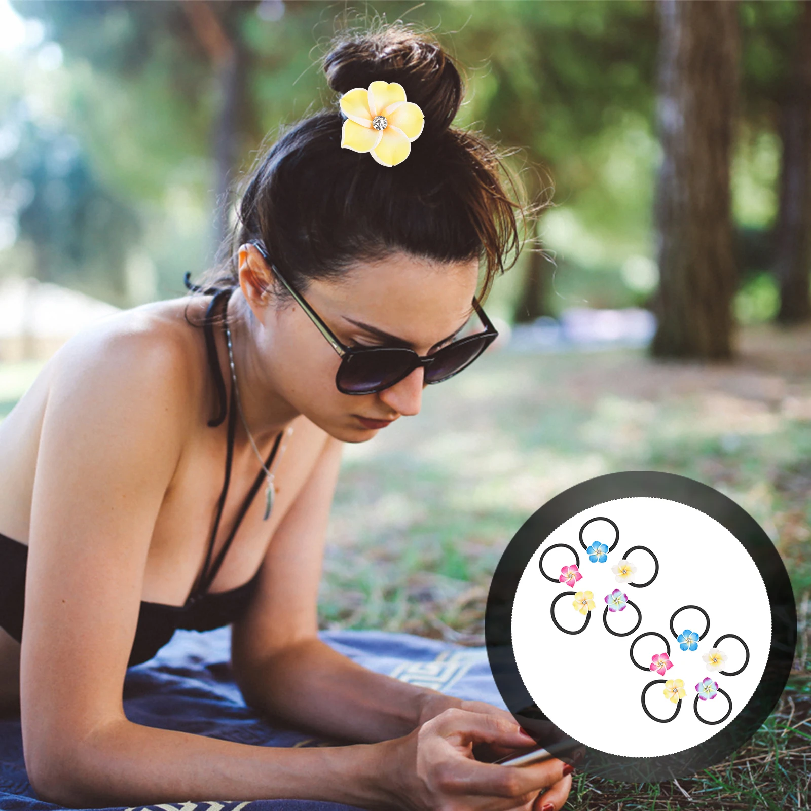 

10Pcs Water Drill Elastic Hair Ties Colorful Flower Design Perfect for Women Daily Party Birthdays Hair Accessories