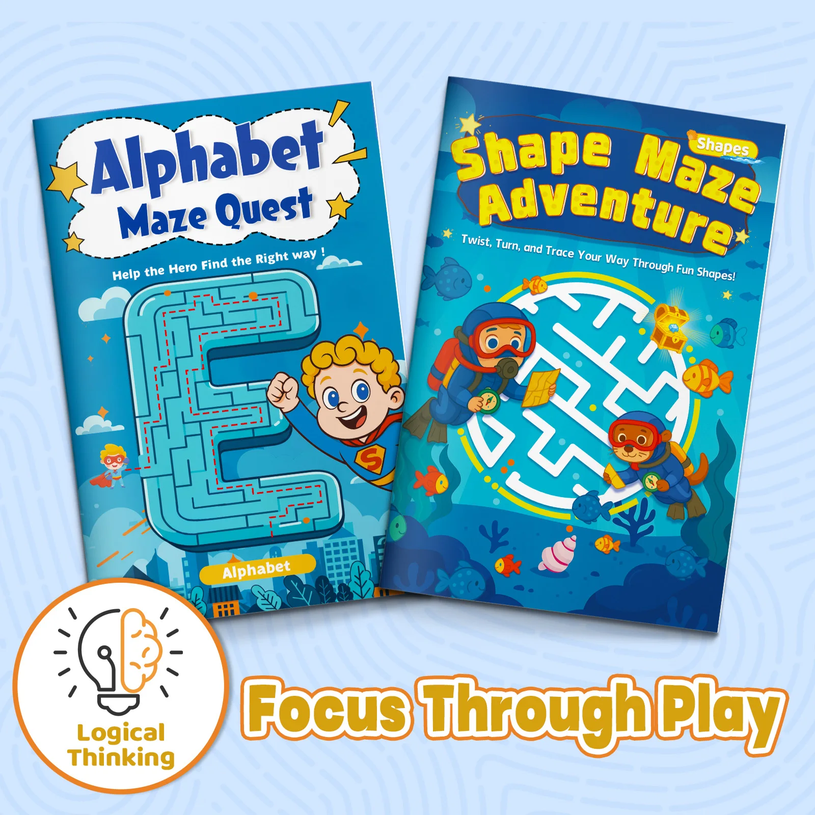Kids Maze Game Book, Fun Puzzle Activity Workbook, Brain Training for Children, Improve Concentration & Logical Thinking